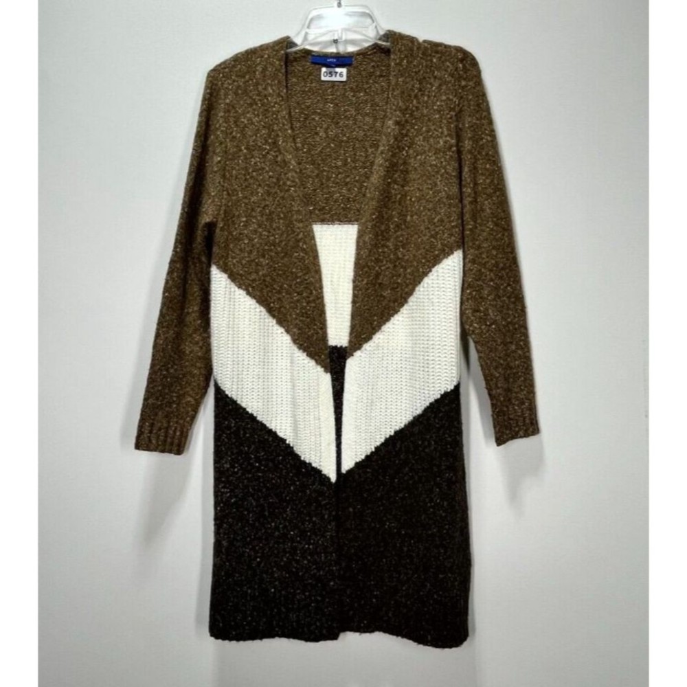 Apt. 9 Womens Long Cardigan Size M Multicolor Tight-Knit Open-Front Wool Cozy